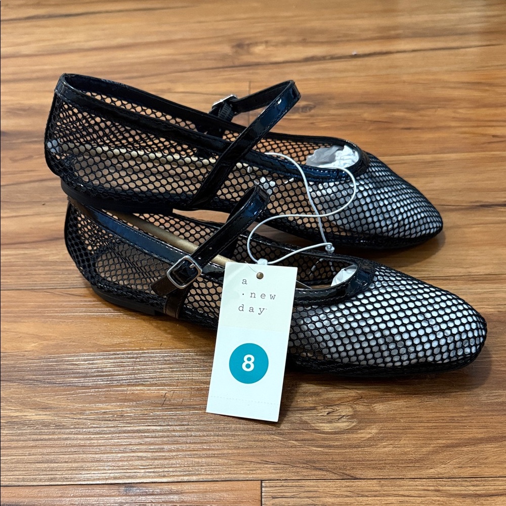 A New Day - Black Mesh ballet Flats